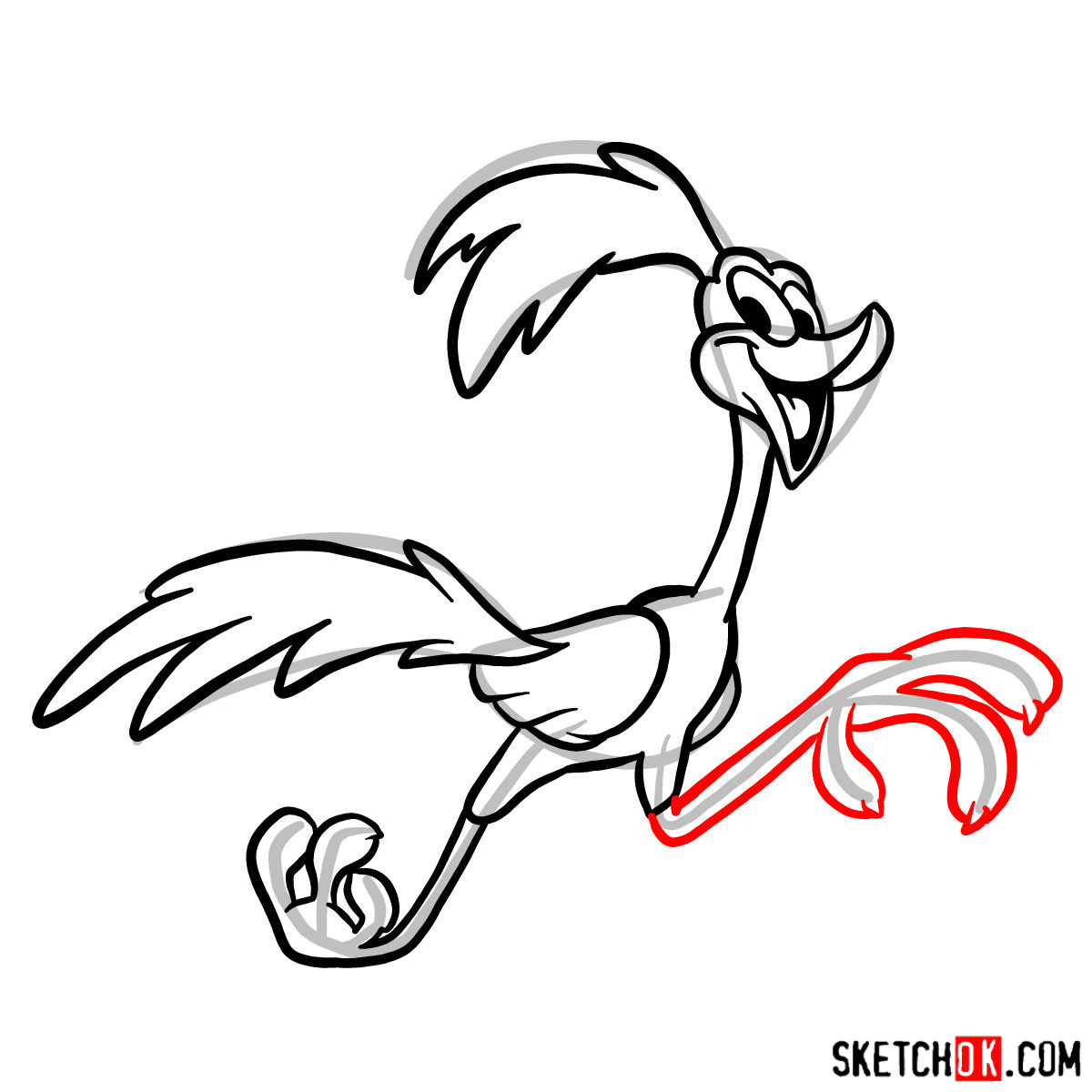 How to draw Road Runner - step 10