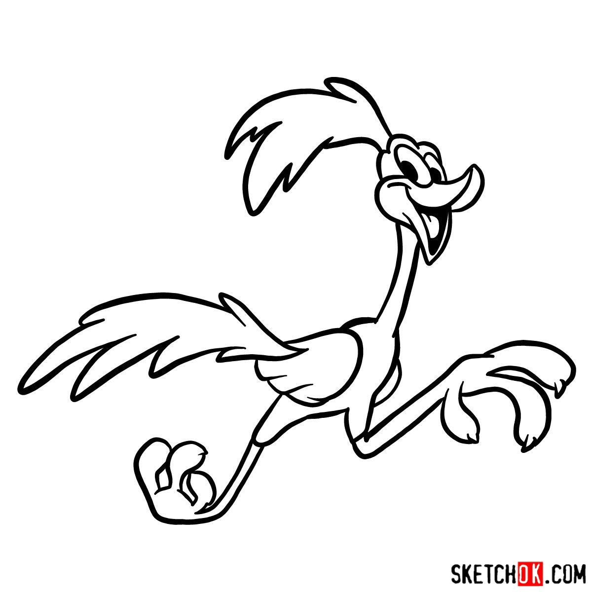 How to draw Road Runner - step 11