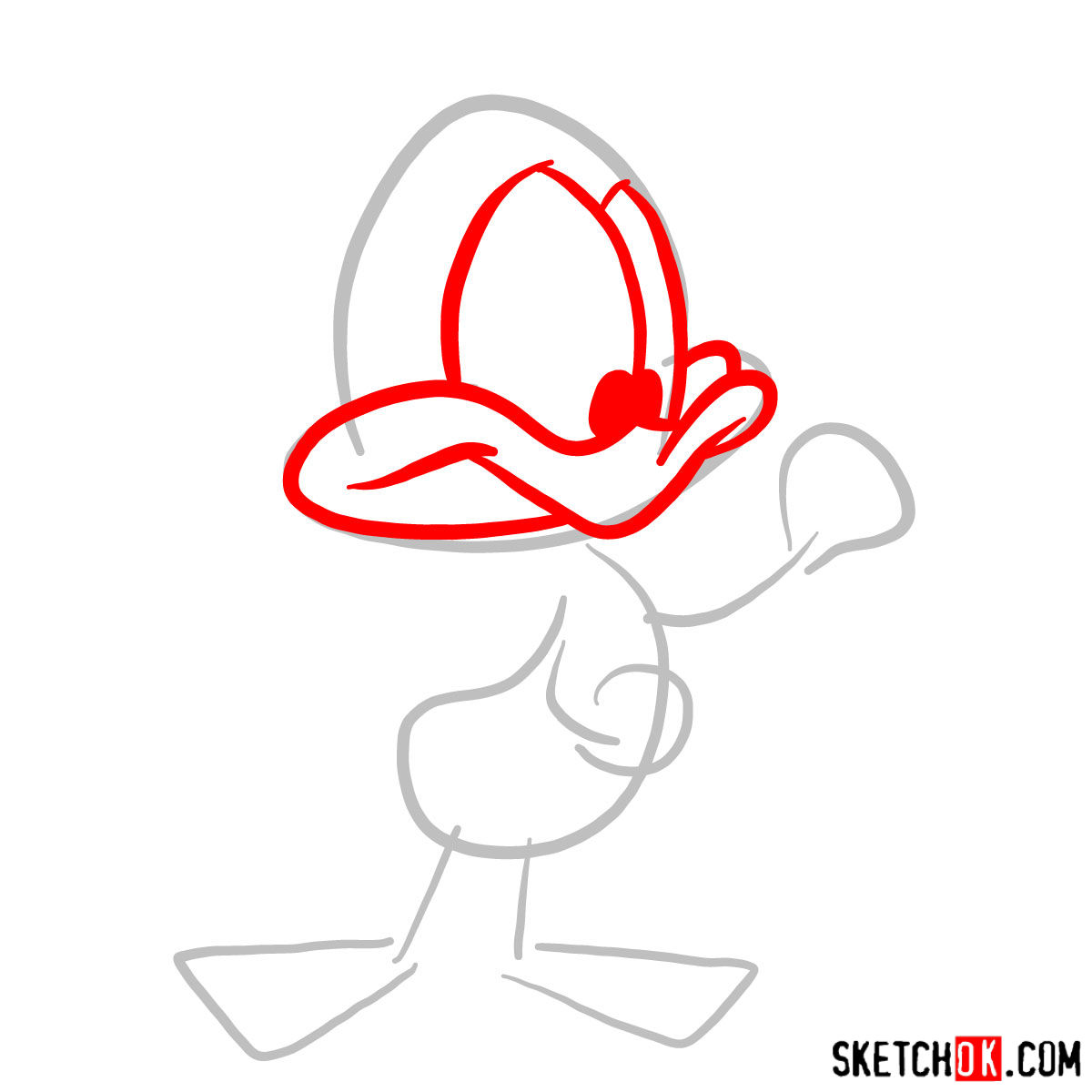 How to draw the Plucky Duck - step 02