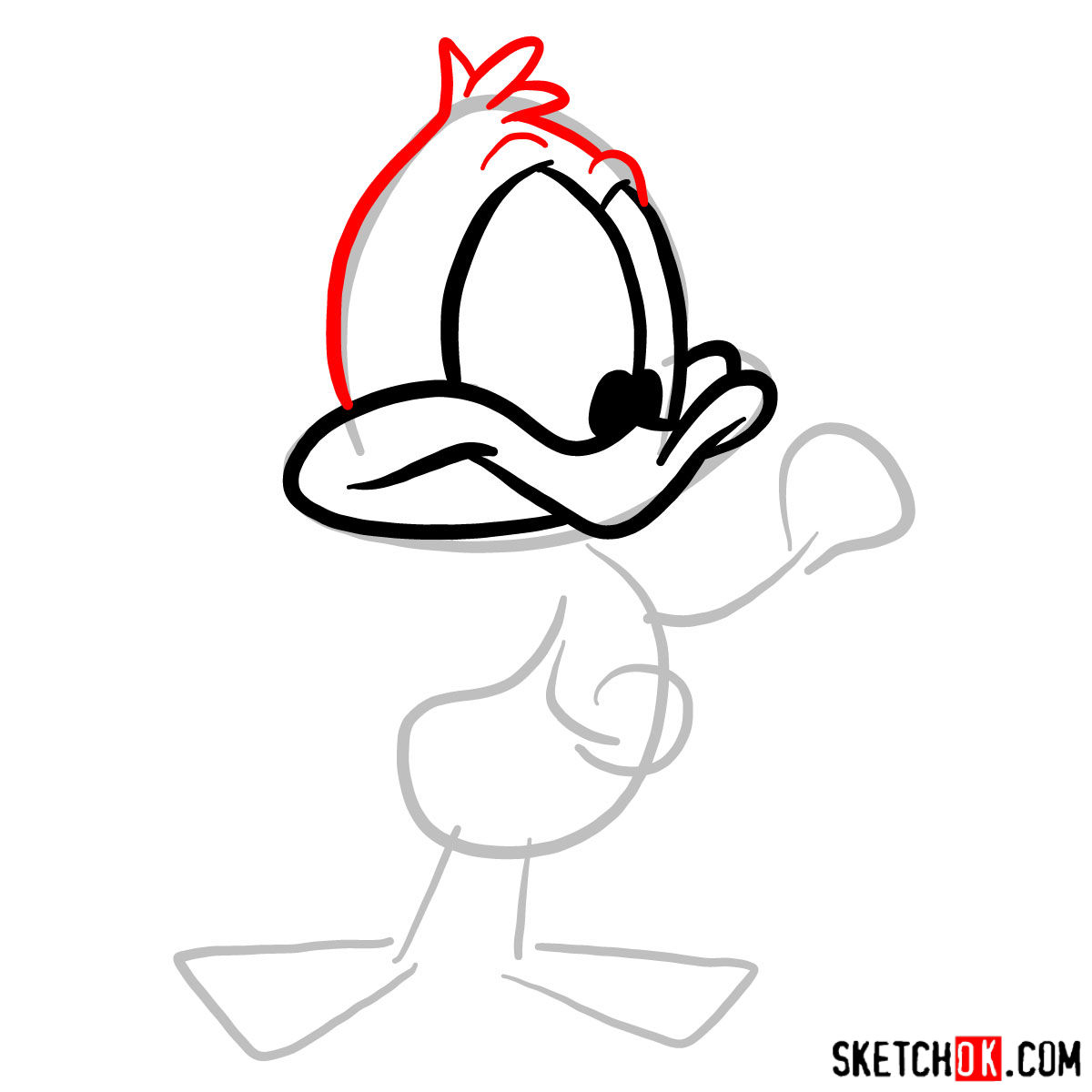 How to draw the Plucky Duck - step 03