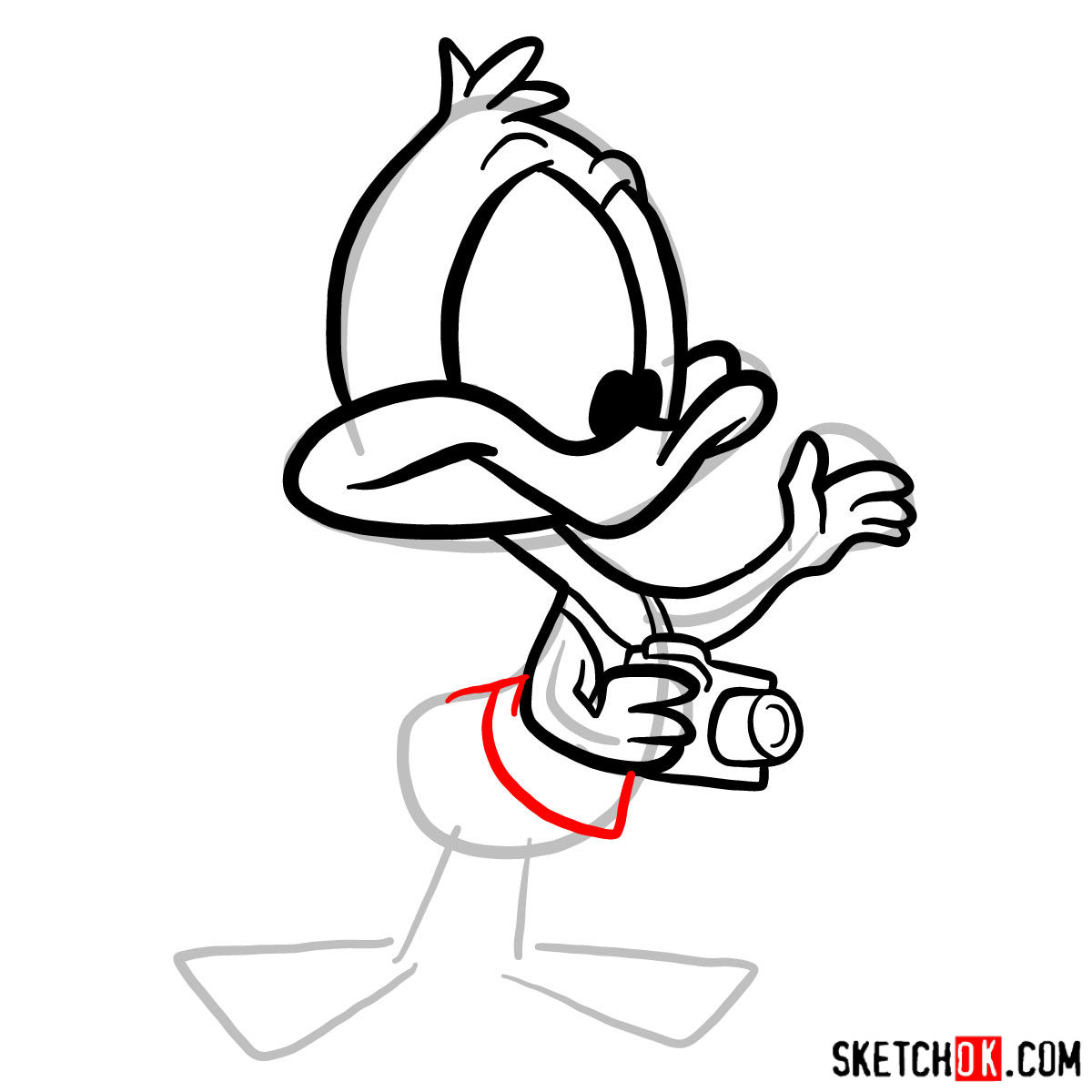 How to draw the Plucky Duck - step 07