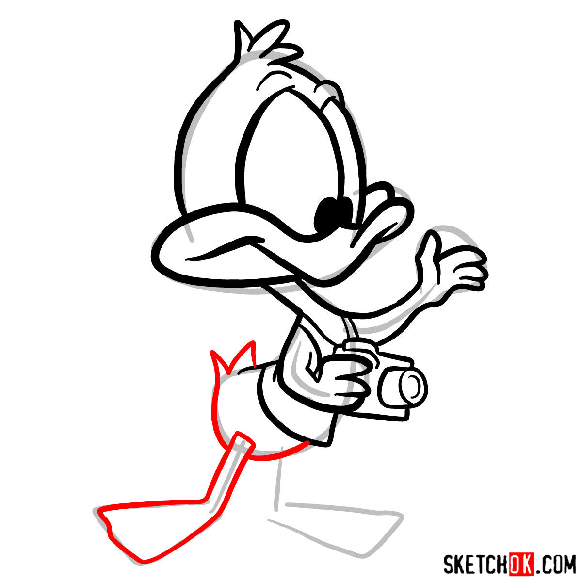 How to draw the Plucky Duck - step 08