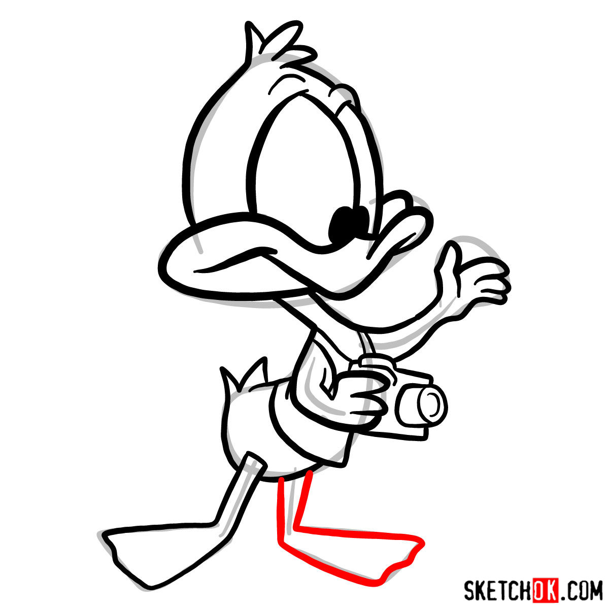 How to draw the Plucky Duck - step 09