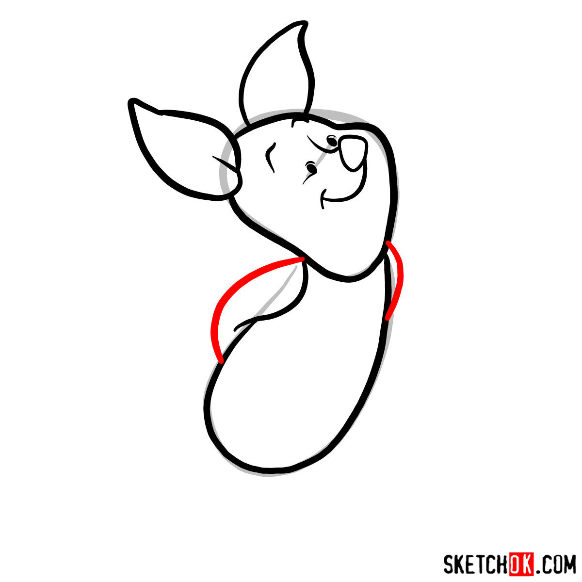How to draw Piglet - step 05