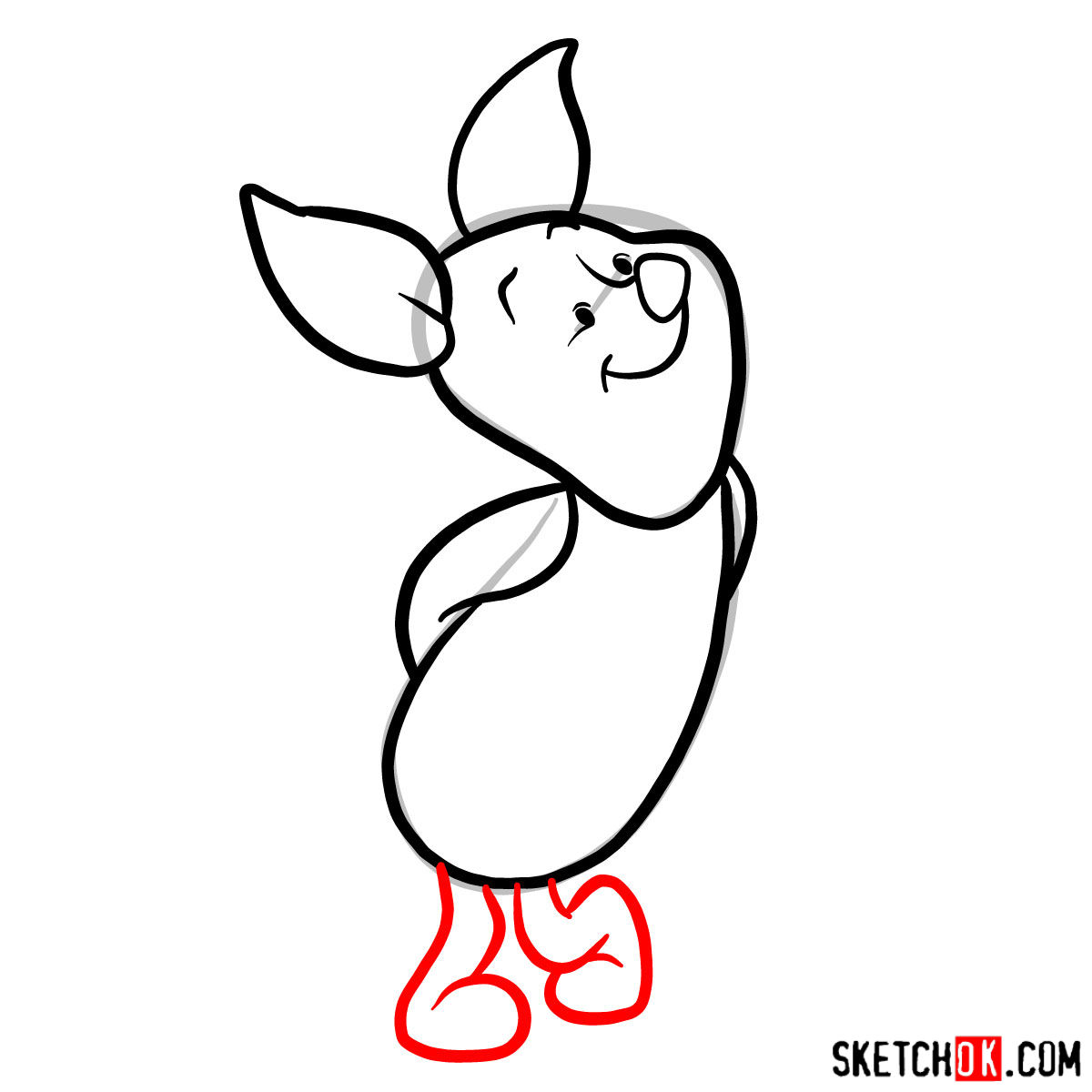 How to draw Piglet - step 06