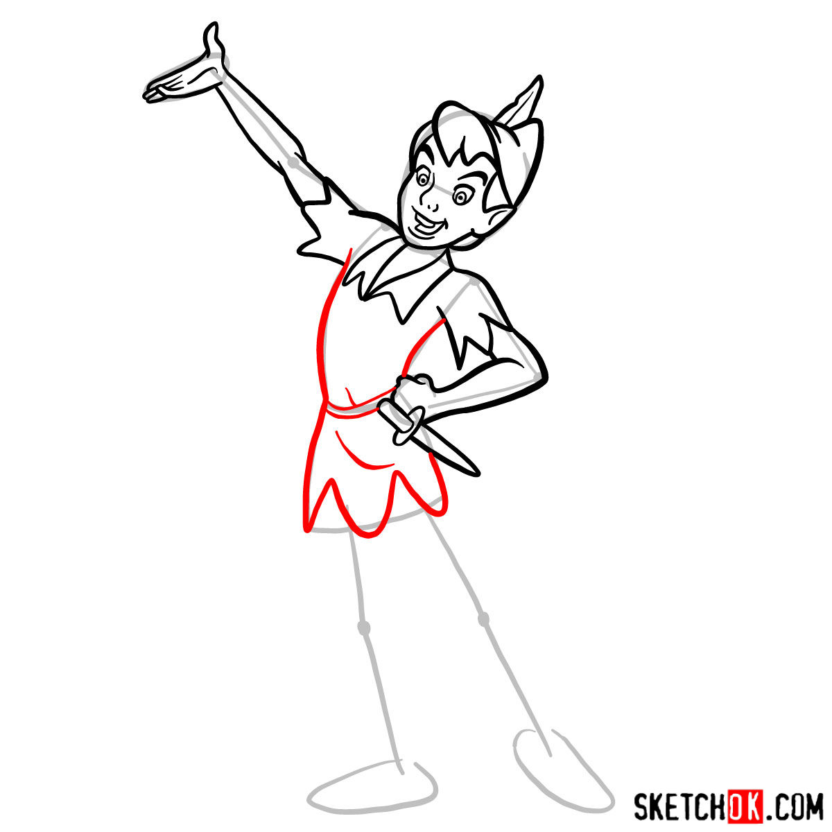 How to draw Peter Pan - step 08