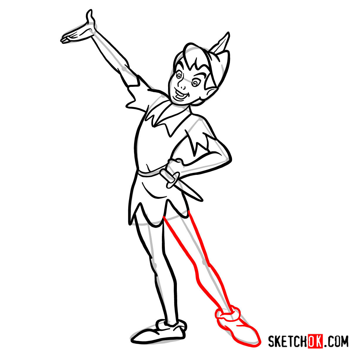 How to draw Peter Pan - step 10