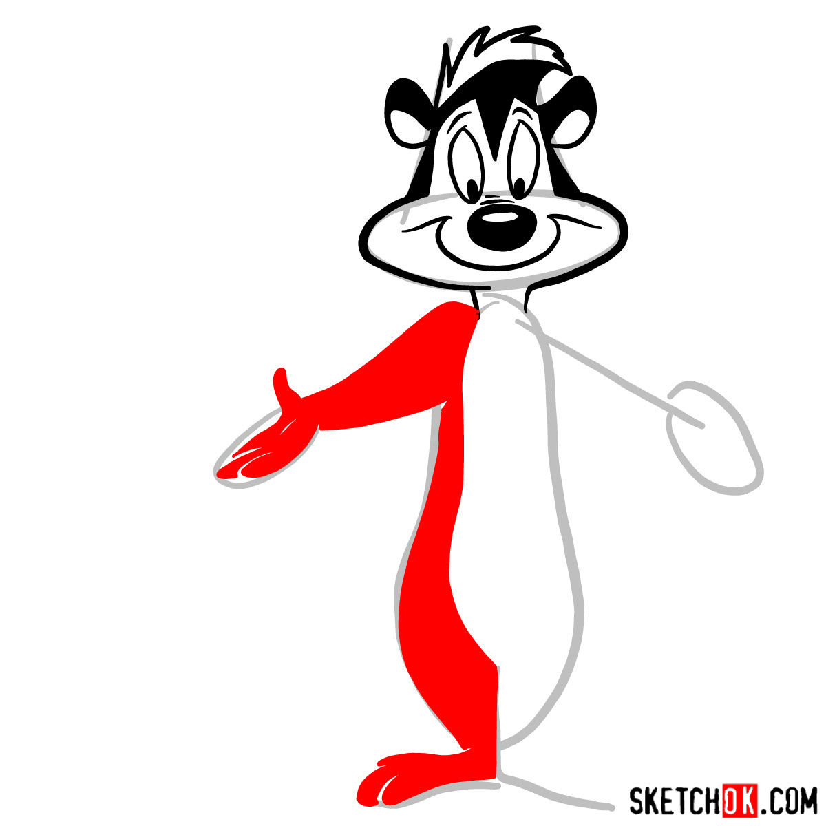 How to draw Pepé Le Pew - step 05
