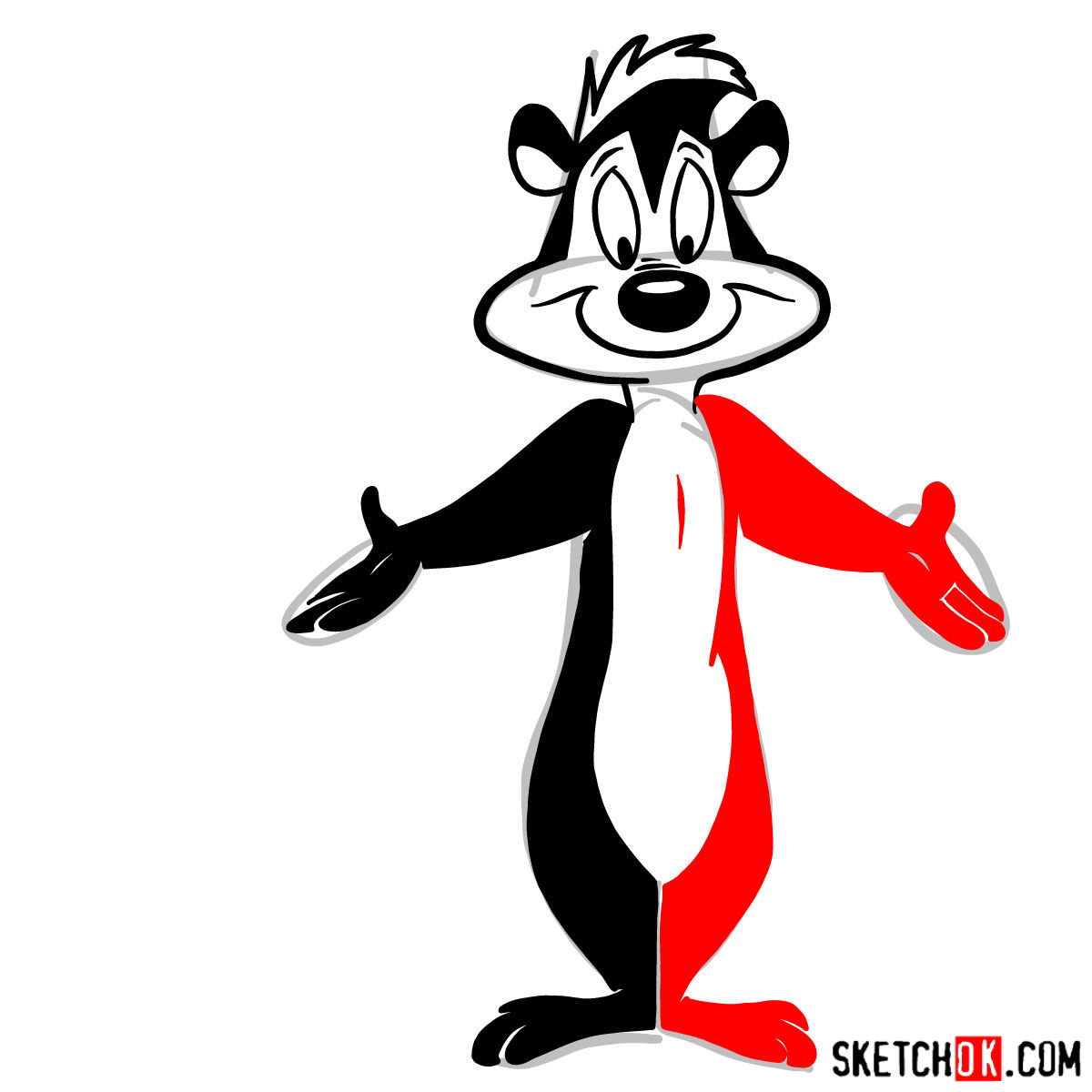 How to draw Pepé Le Pew - step 06