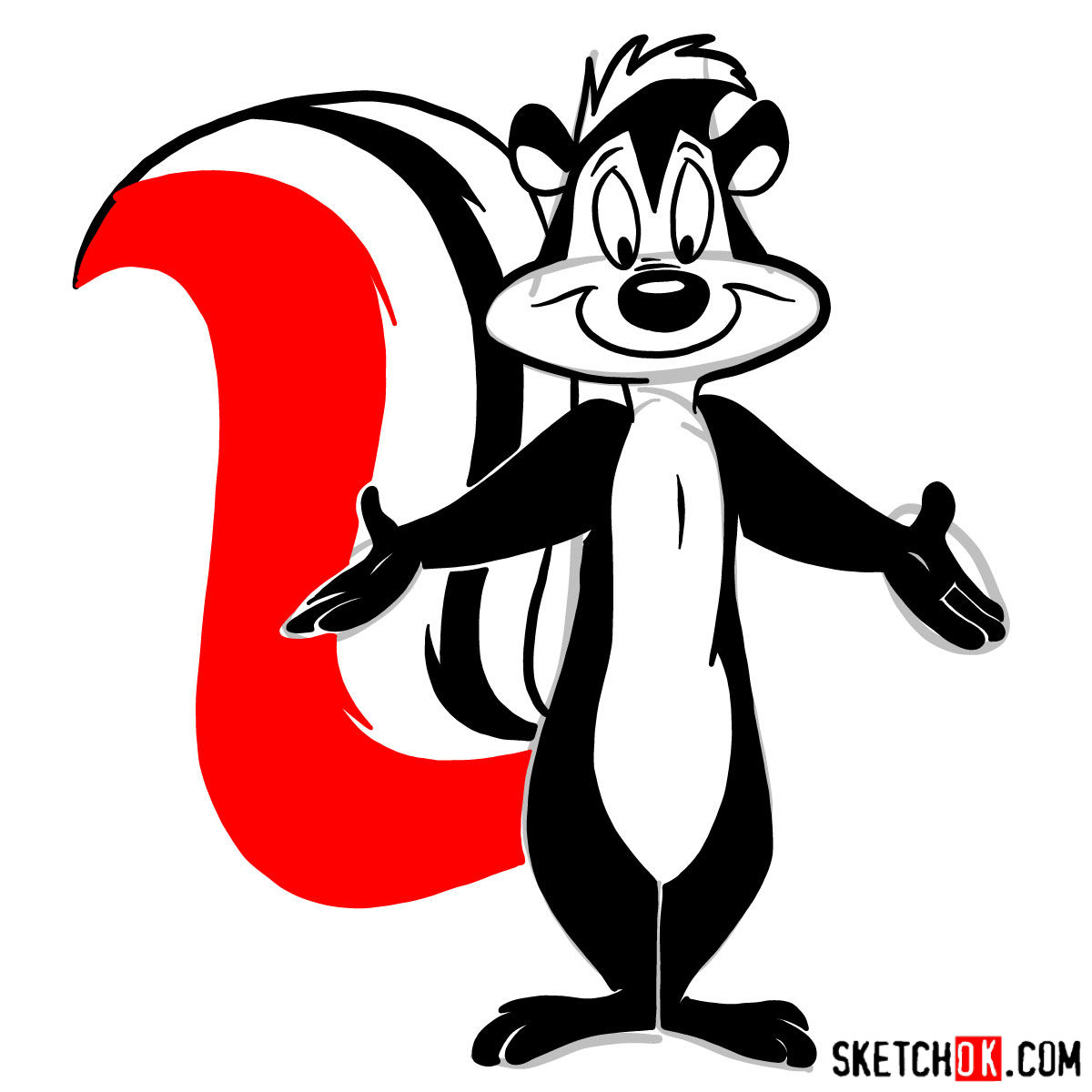 How to draw Pepé Le Pew - step 08