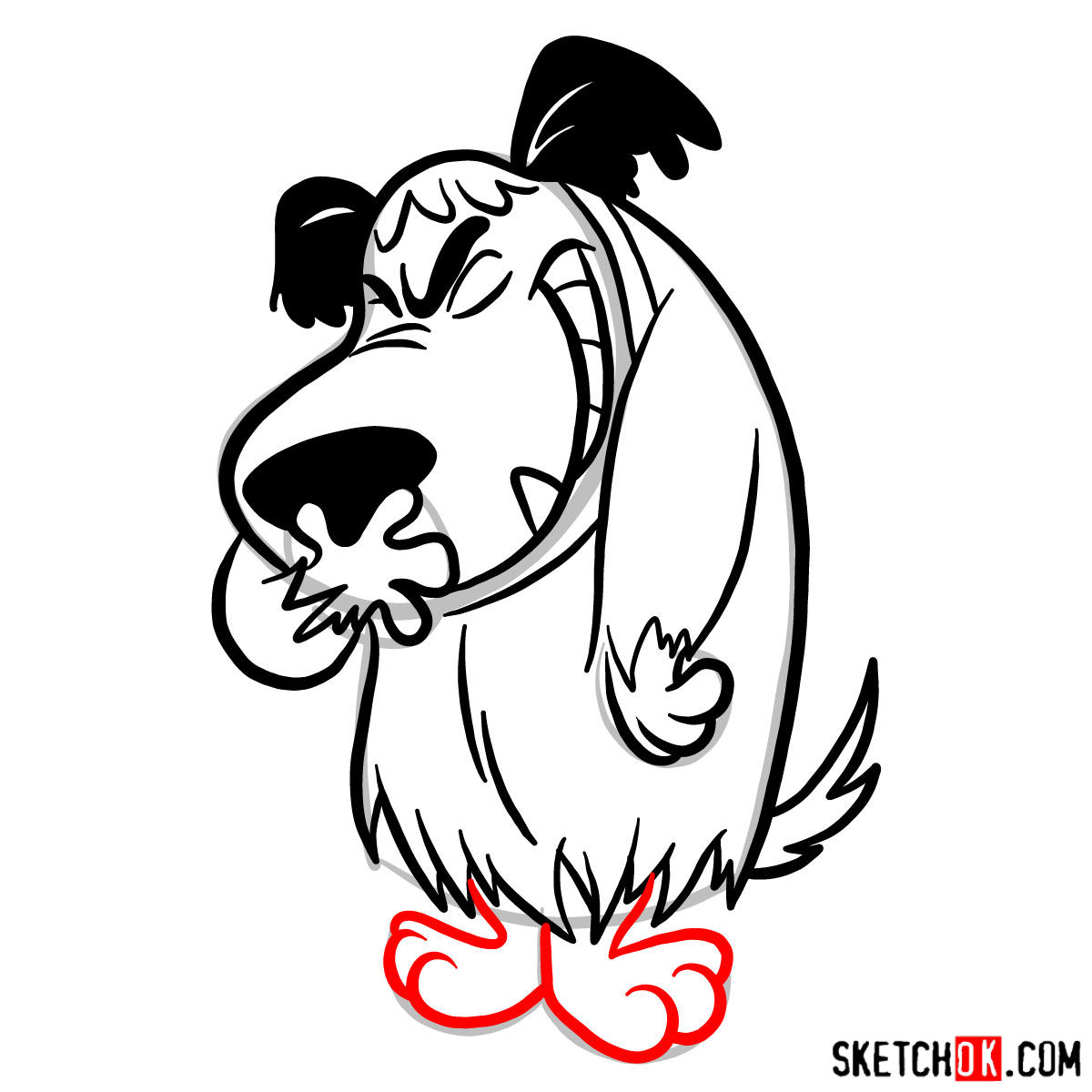 How to draw laughing Muttley - step 09