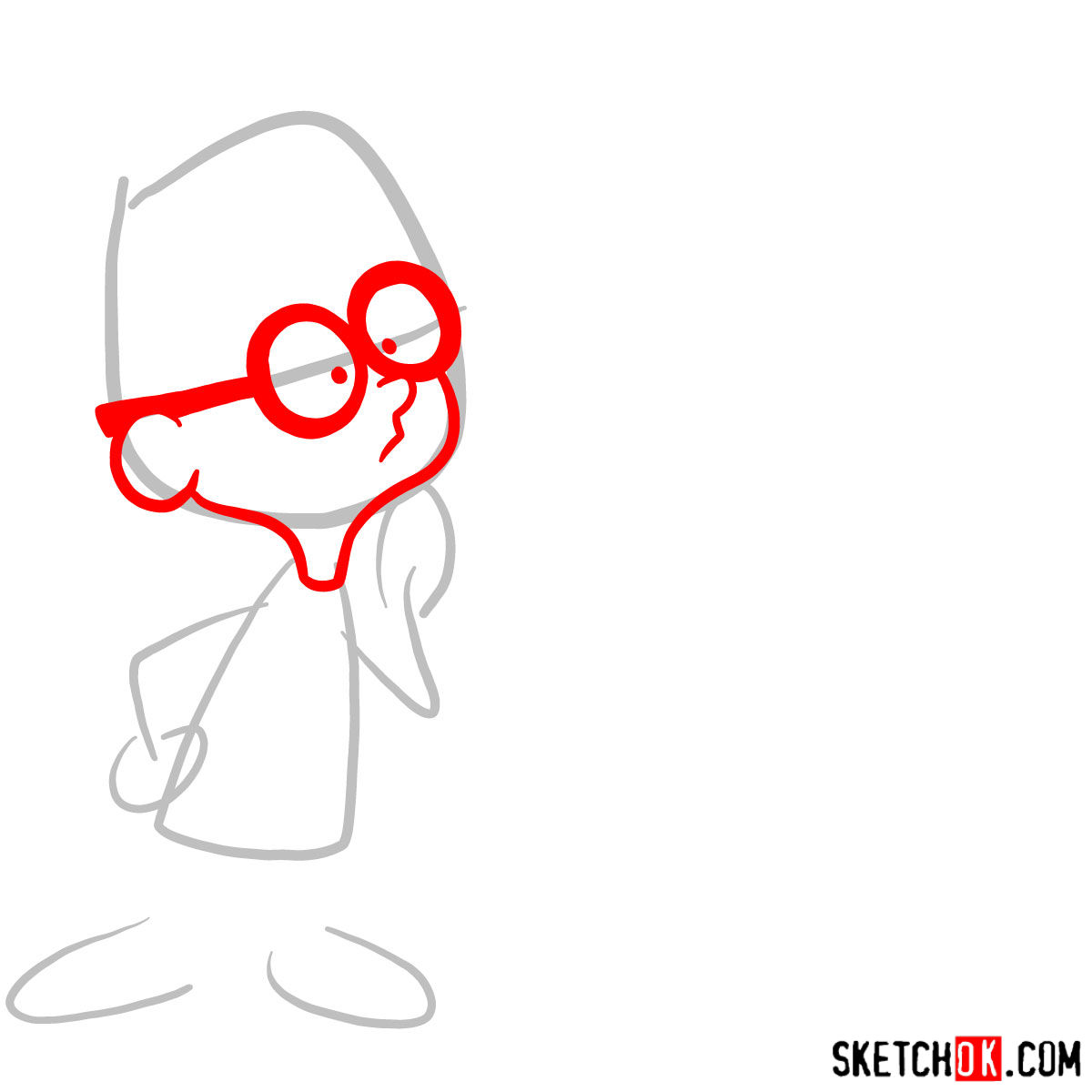 How to draw Mr. Peabody & Sherman - step 02