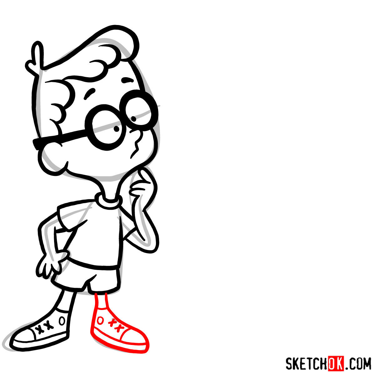 How to draw Mr. Peabody & Sherman - step 09