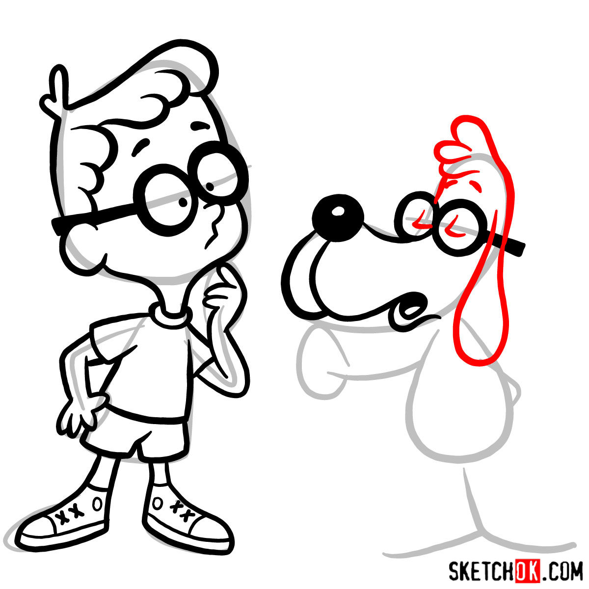 How to draw Mr. Peabody & Sherman - step 12
