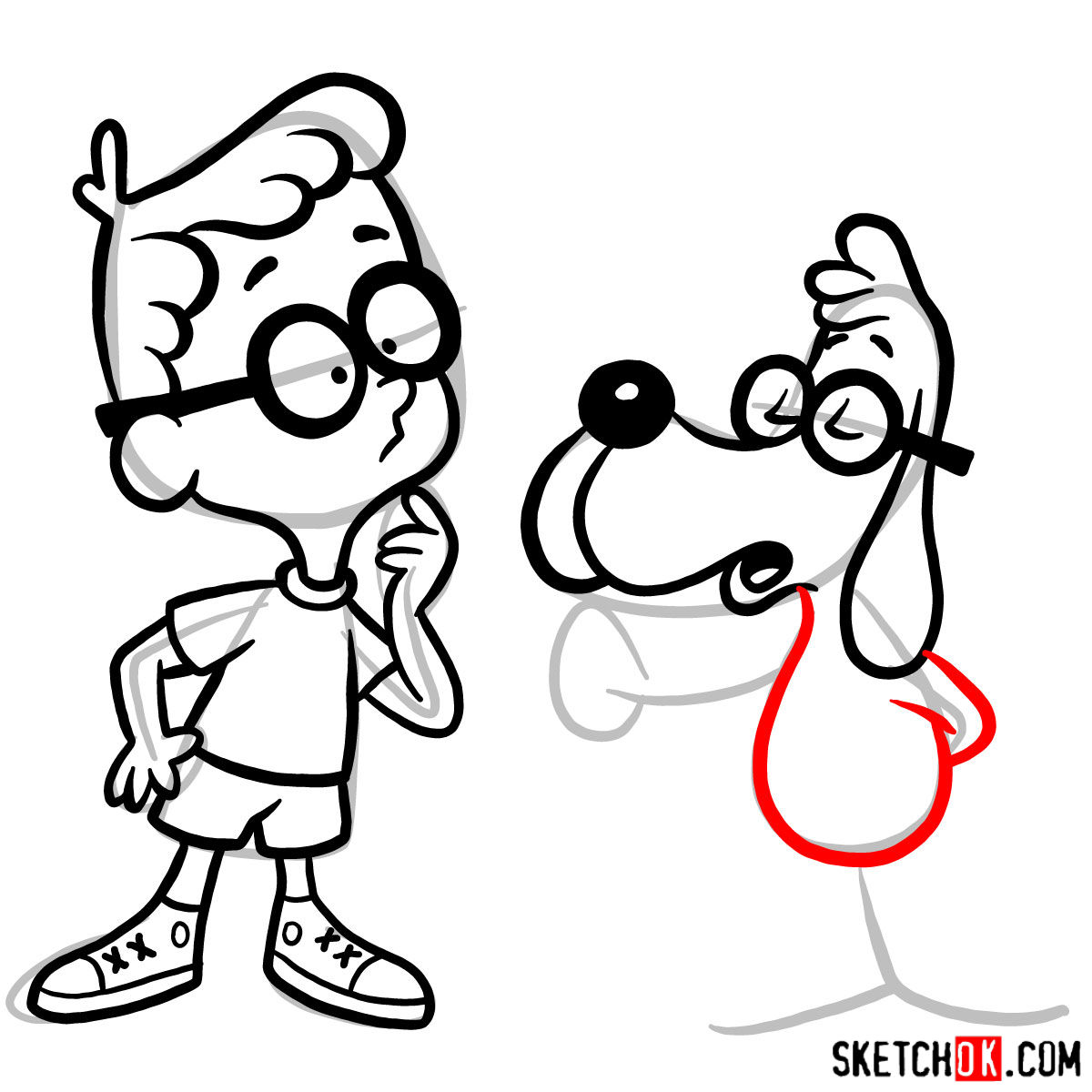 How to draw Mr. Peabody & Sherman - step 13