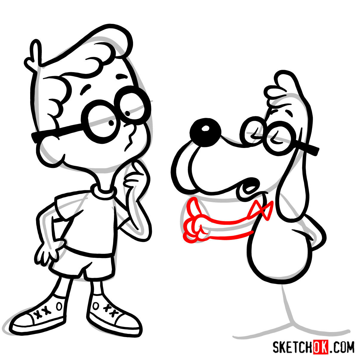 How to draw Mr. Peabody & Sherman - step 14