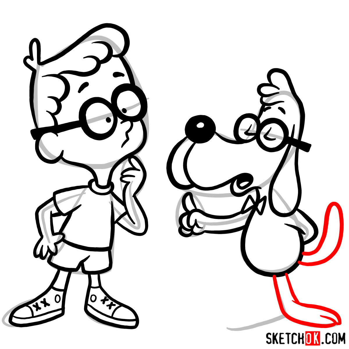 How to draw Mr. Peabody & Sherman - step 15