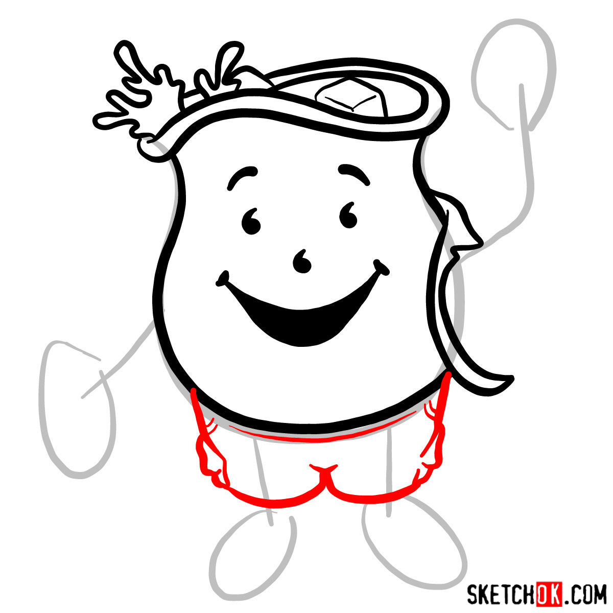 How to draw Kool-Aid Man - Sketchok easy drawing guides