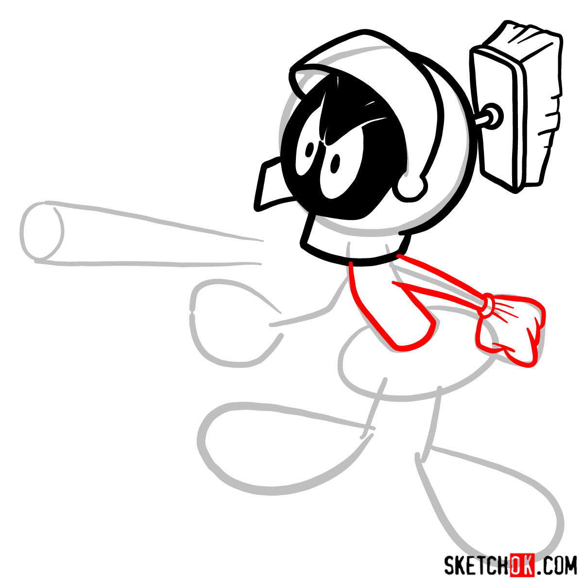 How to draw Marvin the Martian - step 05