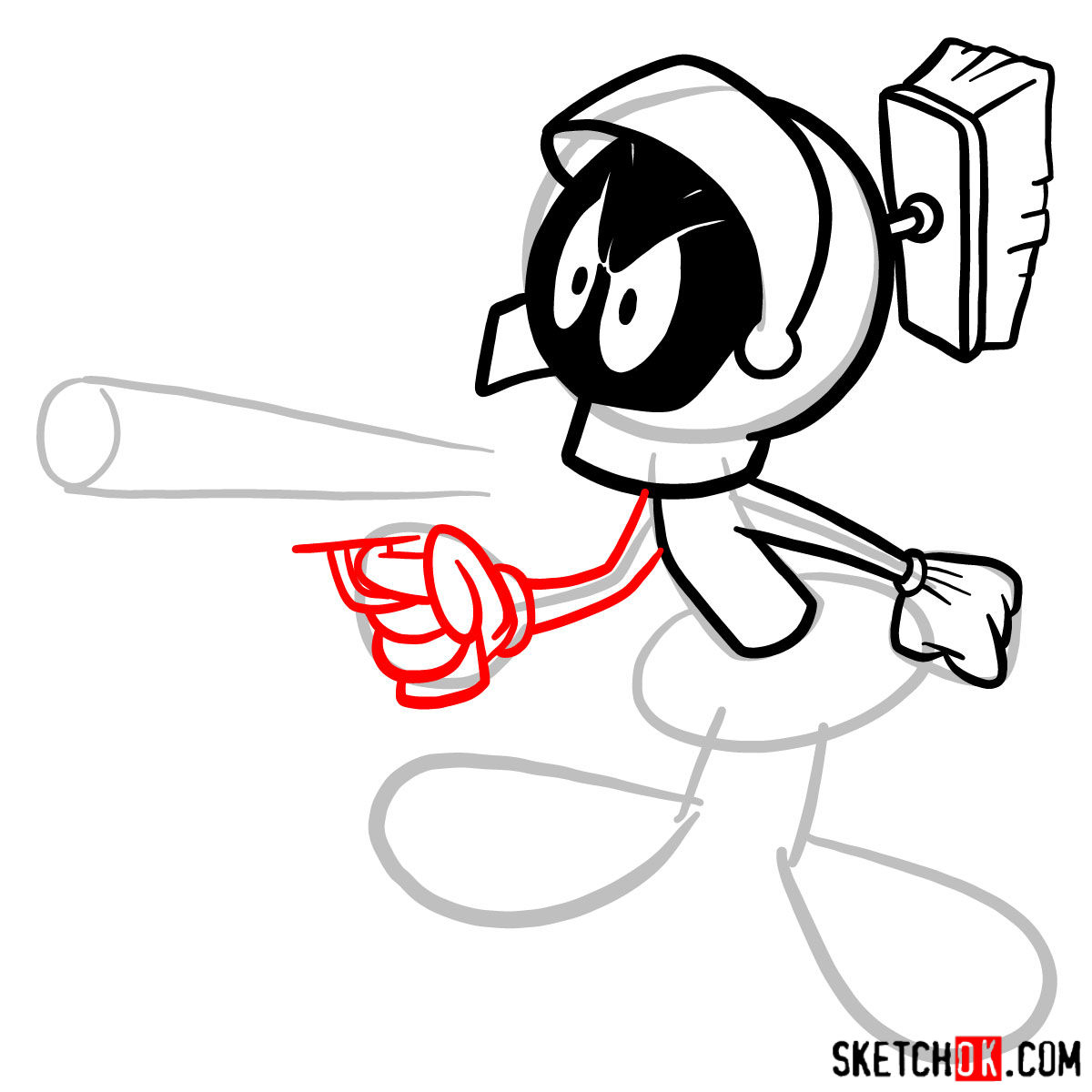 How to draw Marvin the Martian -  step 06