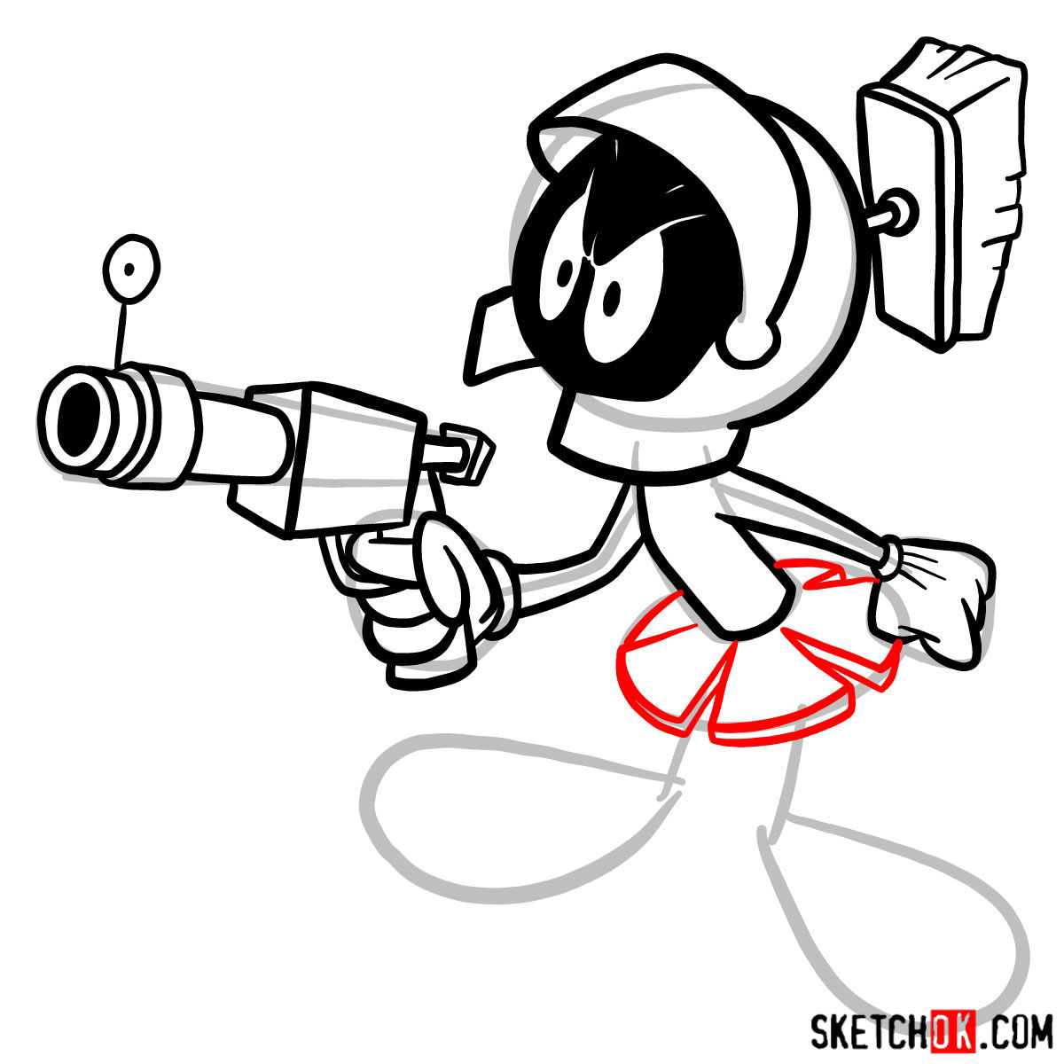How to draw Marvin the Martian - step 08