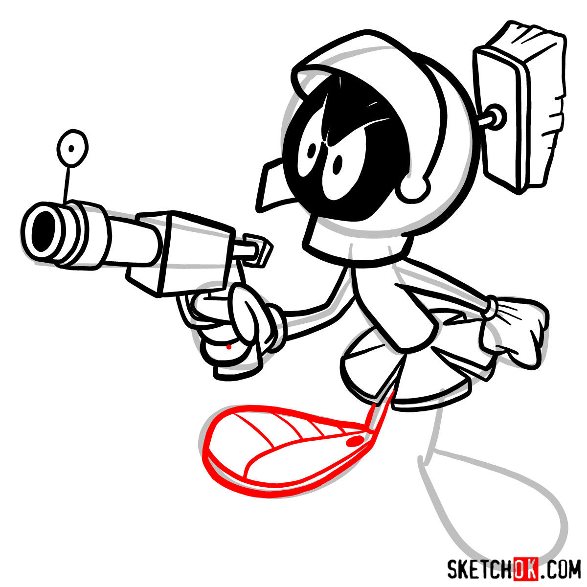 How to draw Marvin the Martian - step 09