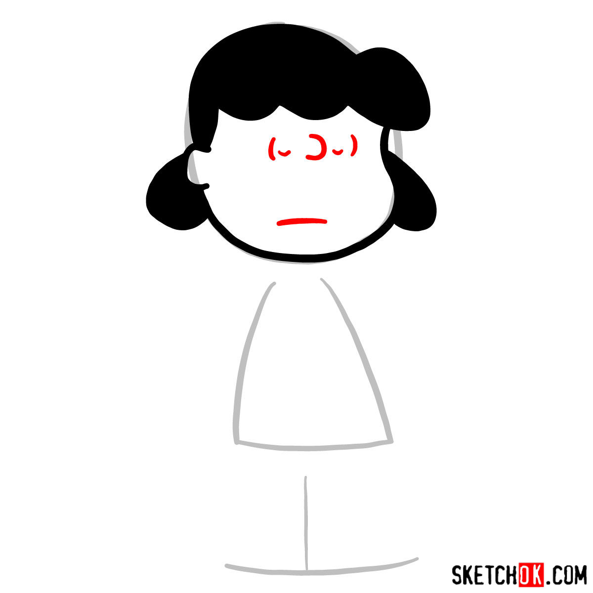 How to draw Lucy van Pelt - step 03