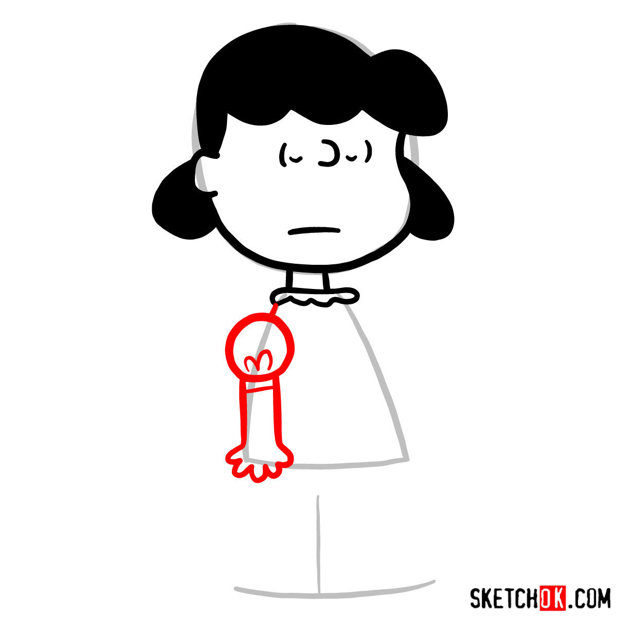 How to draw Lucy van Pelt - step 05