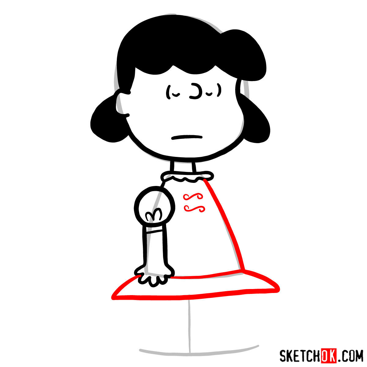 How to draw Lucy van Pelt -  step 06