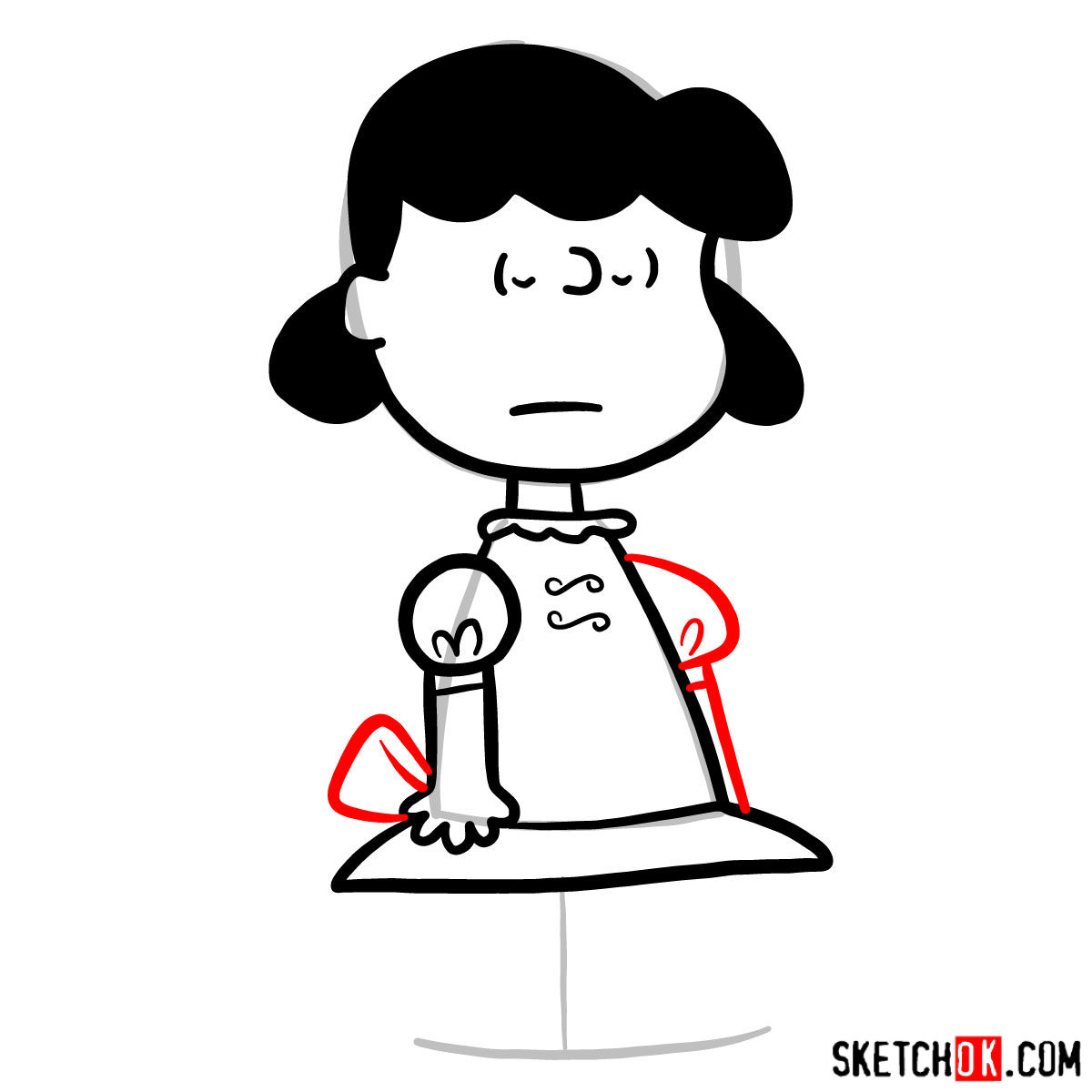 How to draw Lucy van Pelt - step 07