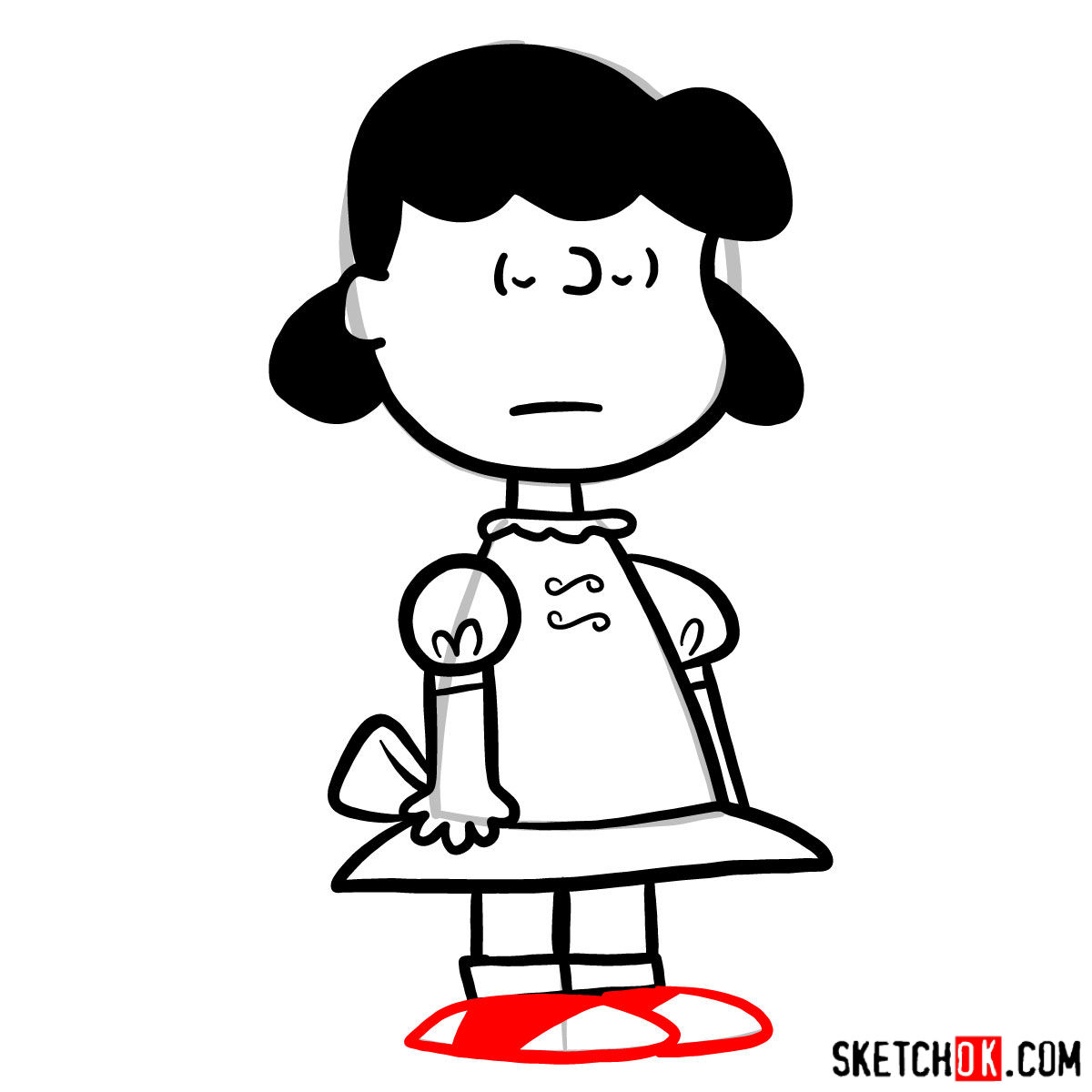 How to draw Lucy van Pelt - step 09