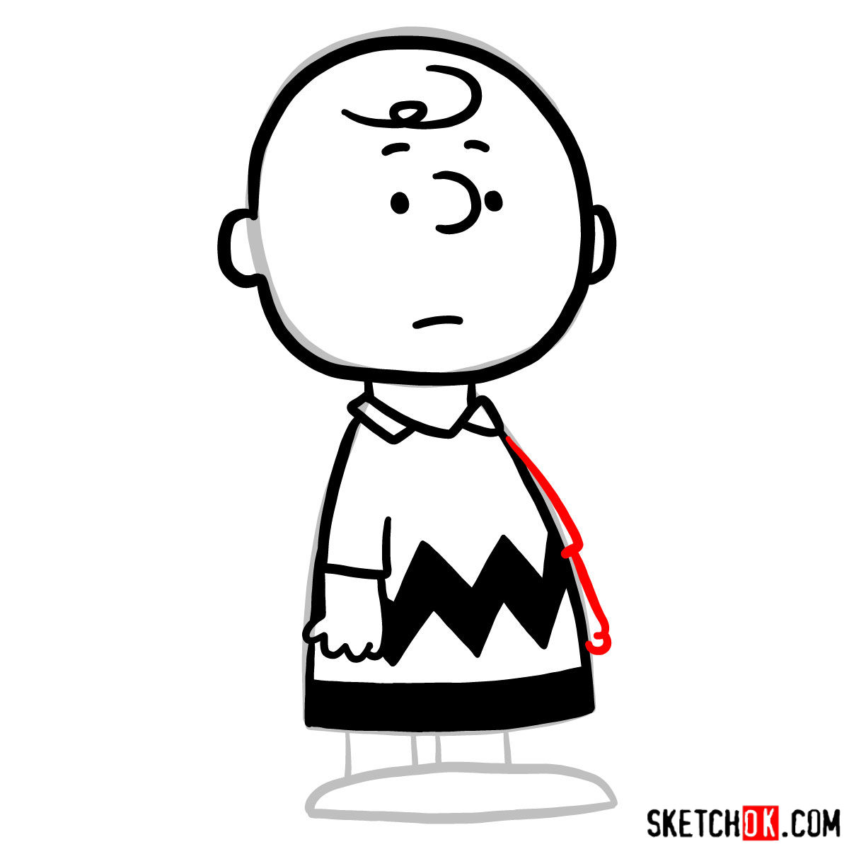 How to draw Charlie Brown - step 07