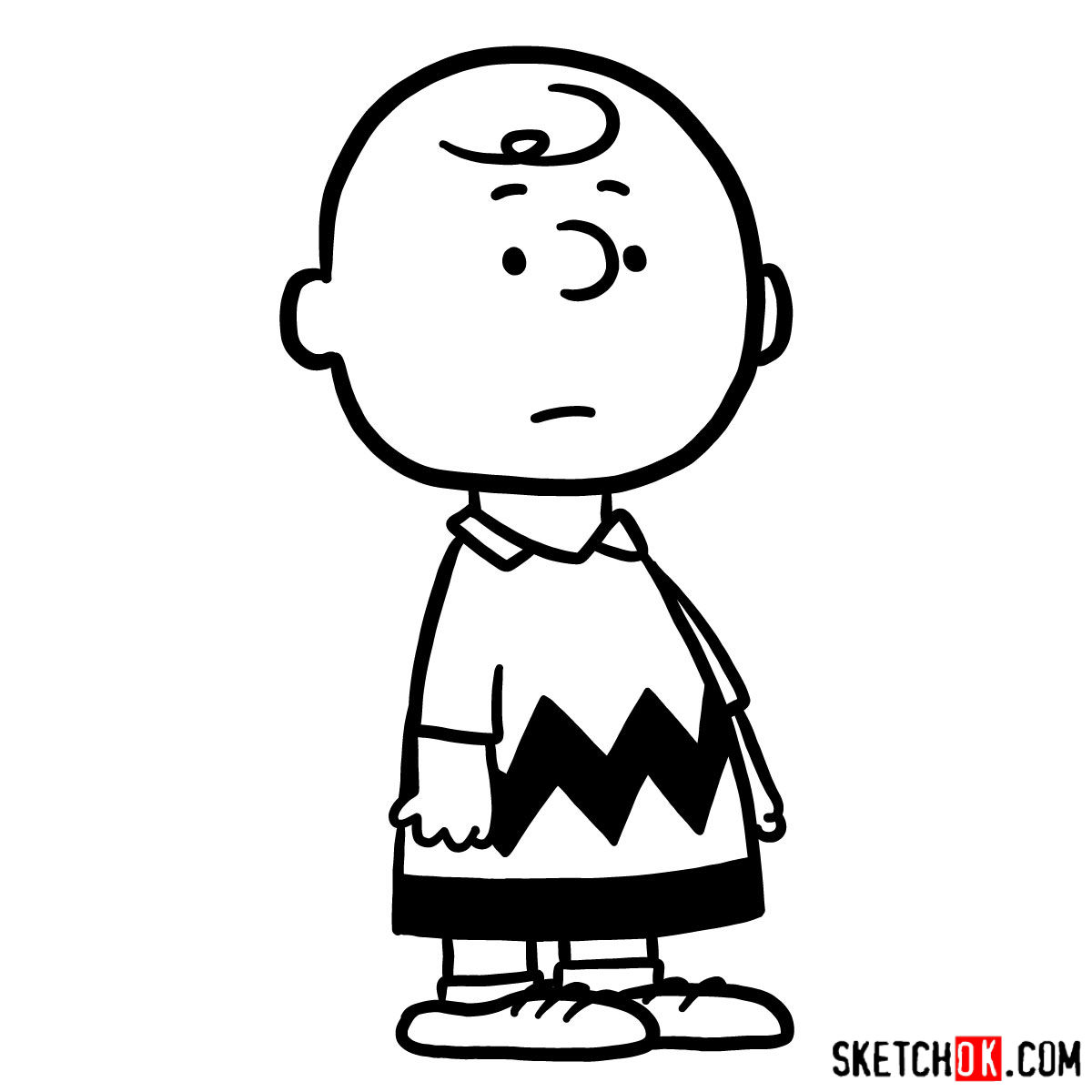 How to draw Charlie Brown - step 10