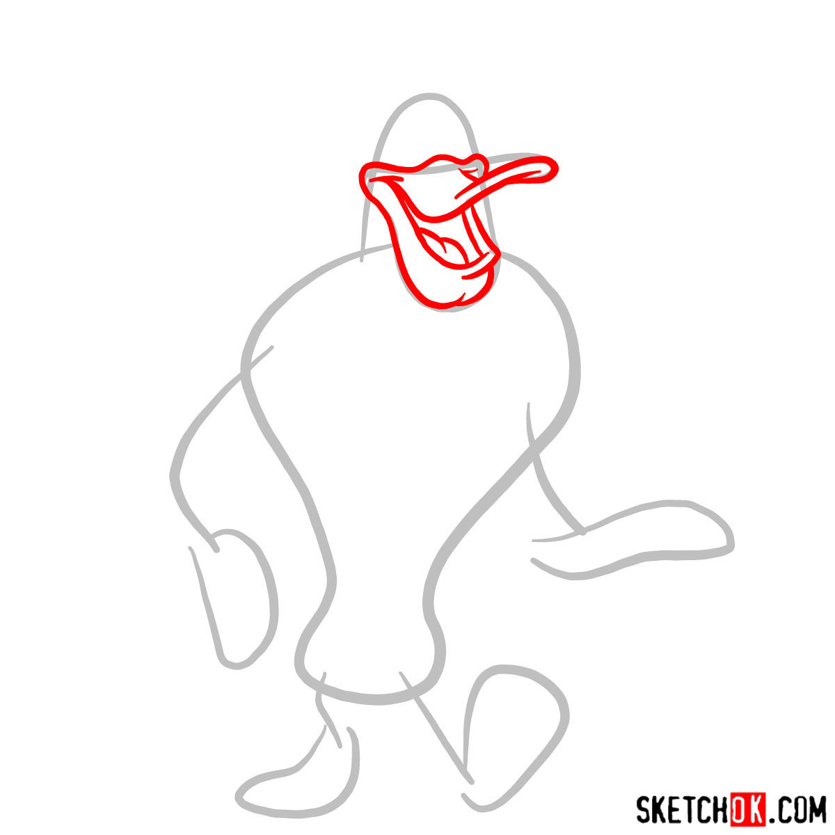 How to draw Launchpad McQuack - step 02