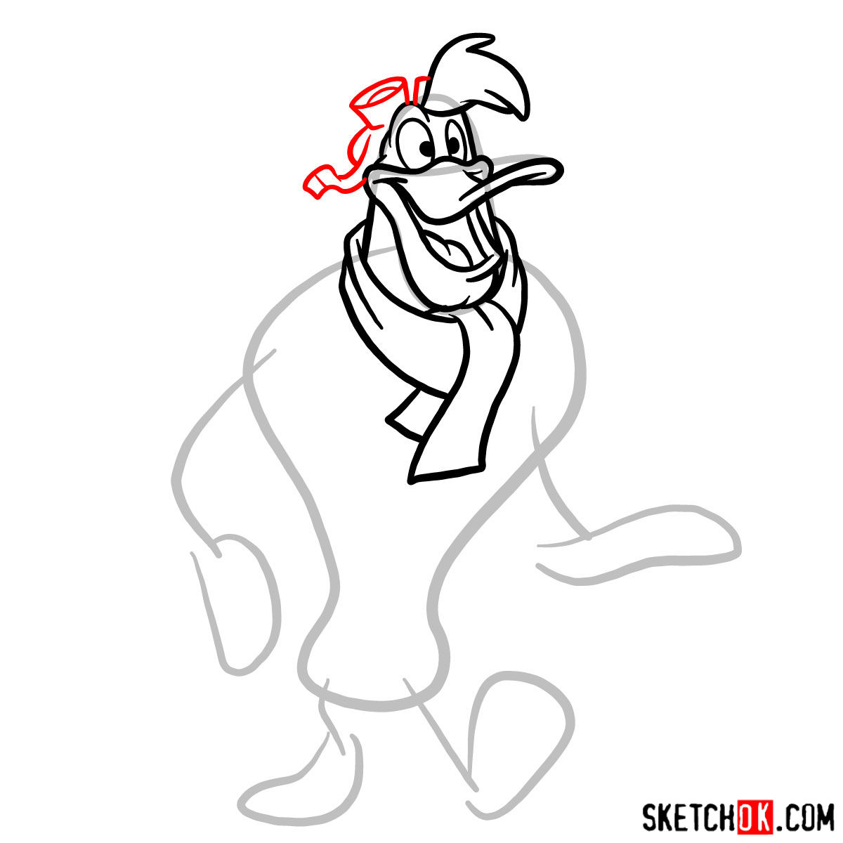How to draw Launchpad McQuack - step 05