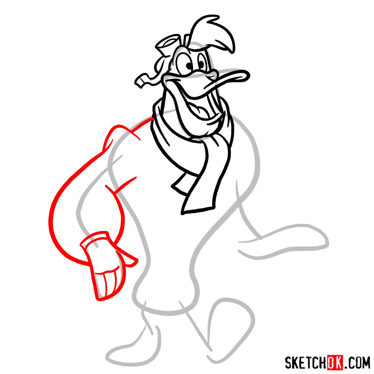 How to draw Launchpad McQuack -  step 06