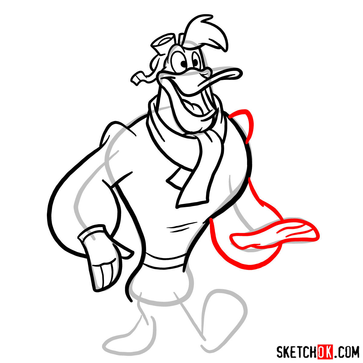 How to draw Launchpad McQuack - step 08