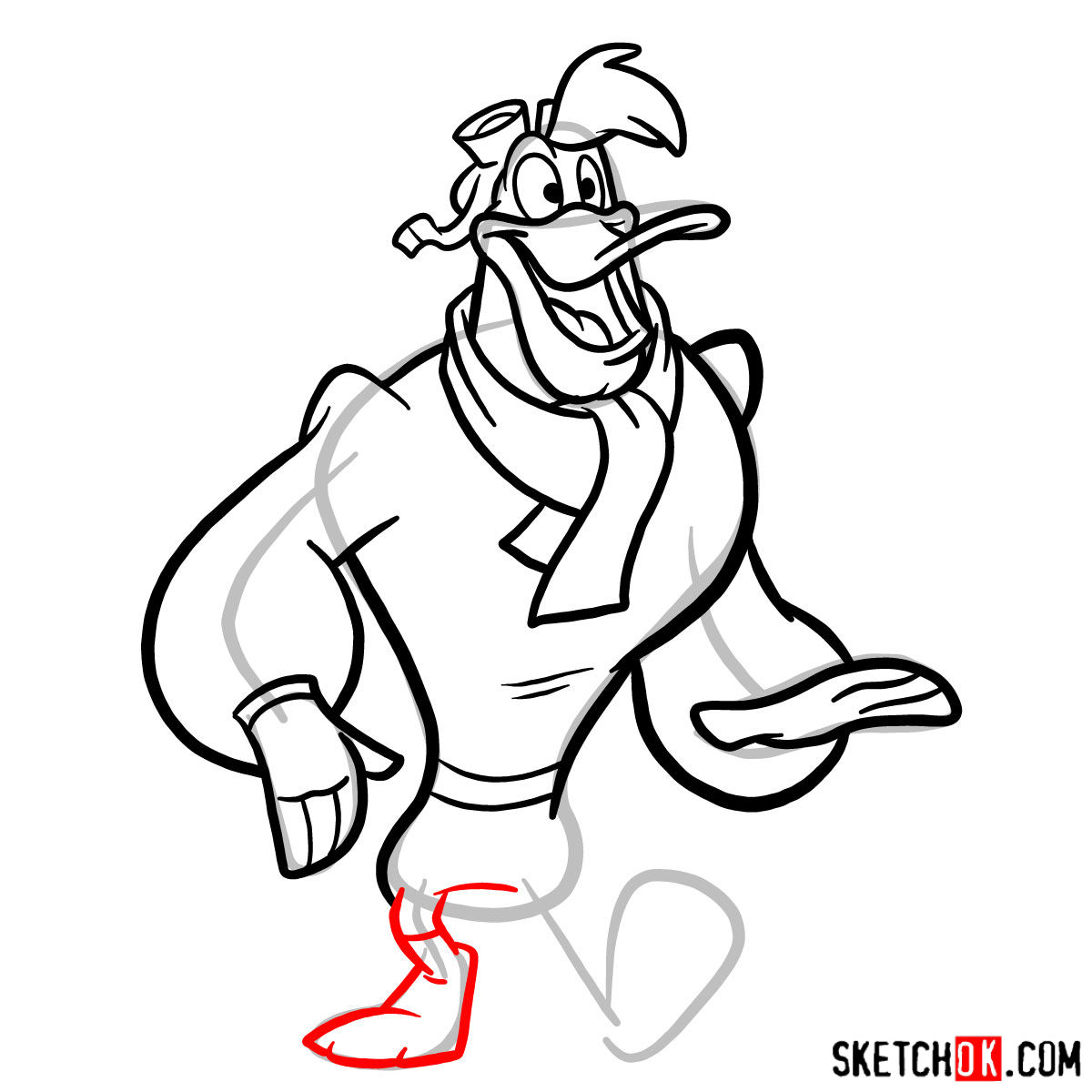 How to draw Launchpad McQuack - step 09