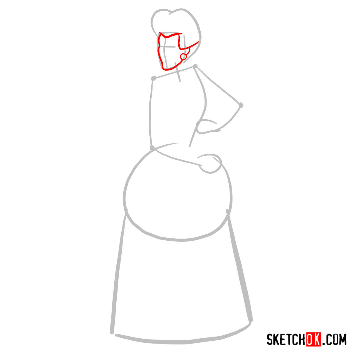 How to draw Lady Tremaine (Wicked Stepmother) - step 02