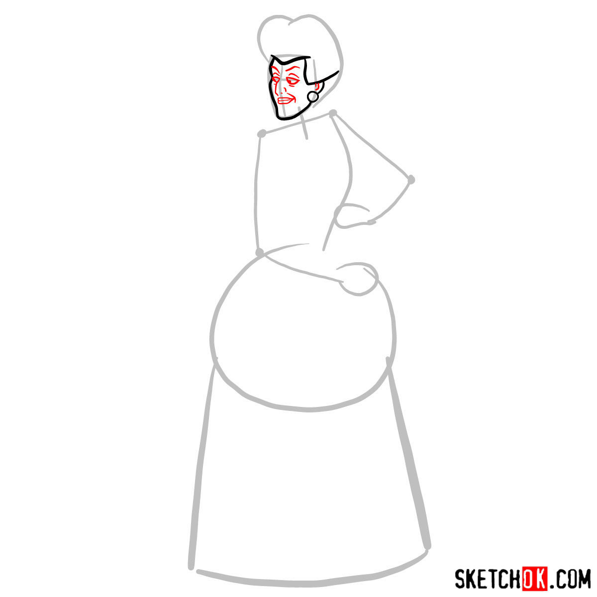 How to draw Lady Tremaine (Wicked Stepmother) - step 03