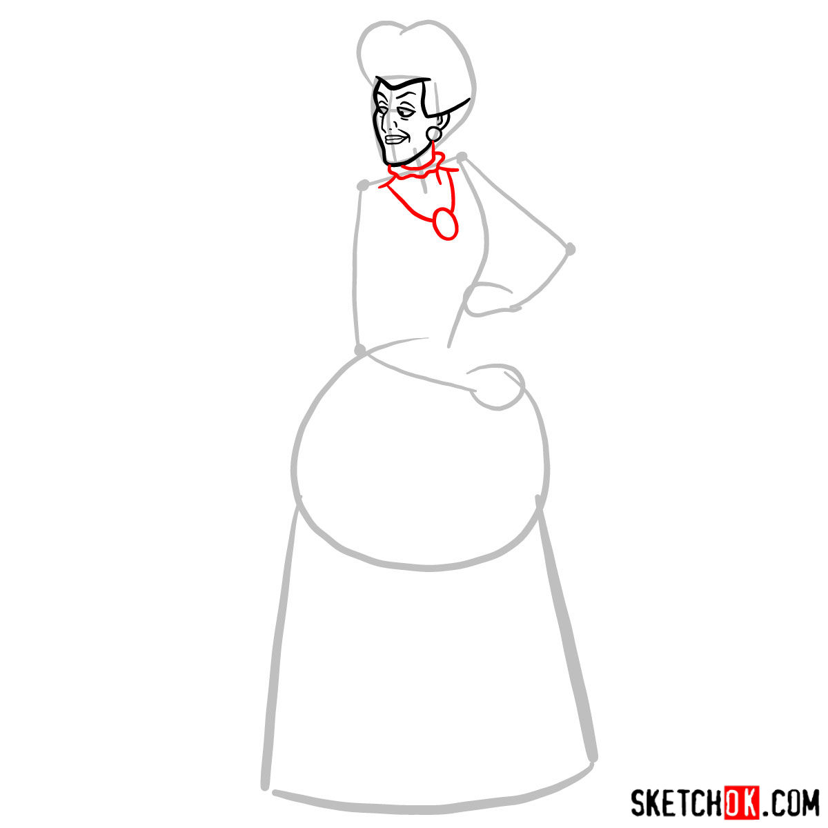 How to draw Lady Tremaine (Wicked Stepmother) - step 04
