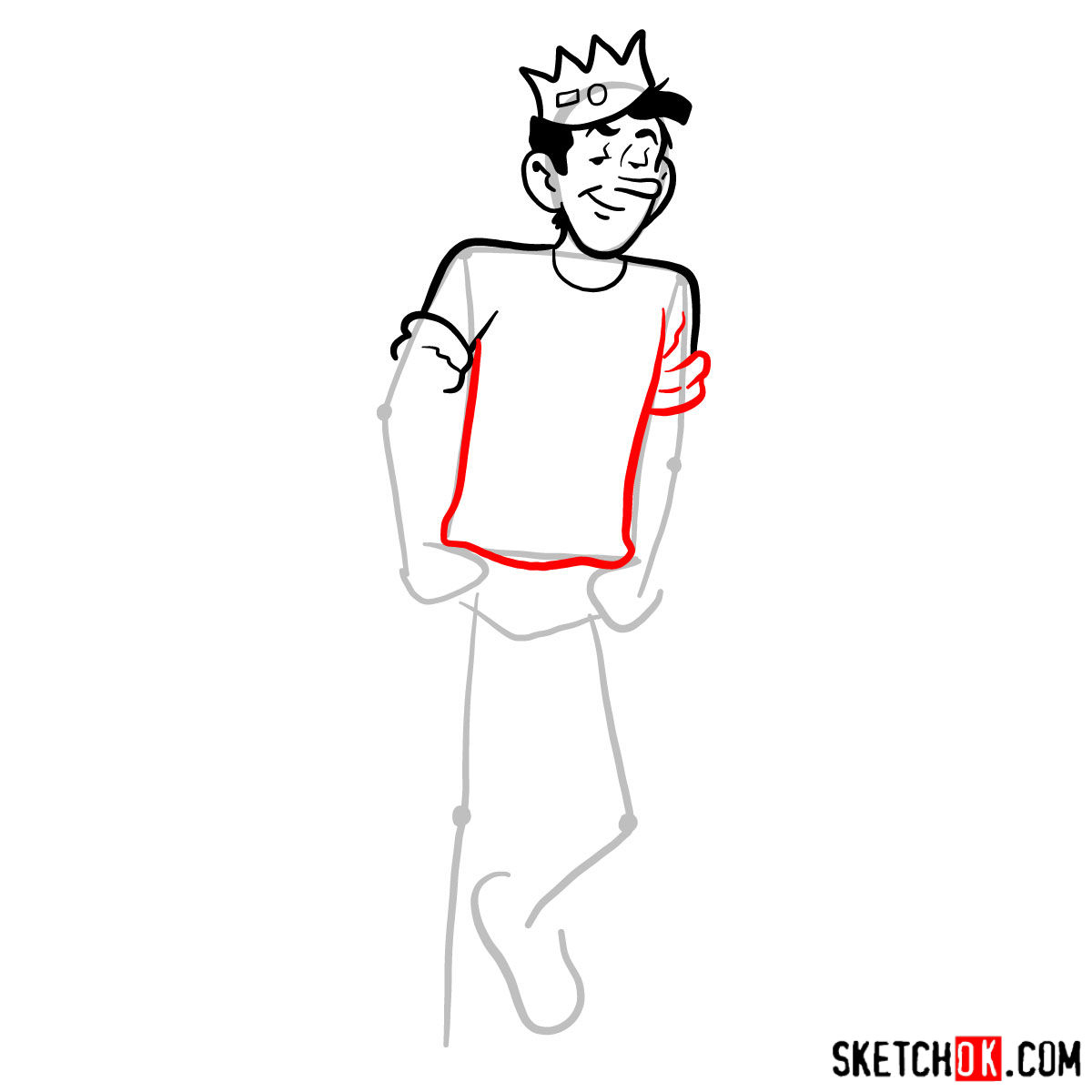 How to draw Jughead Jones -  step 06