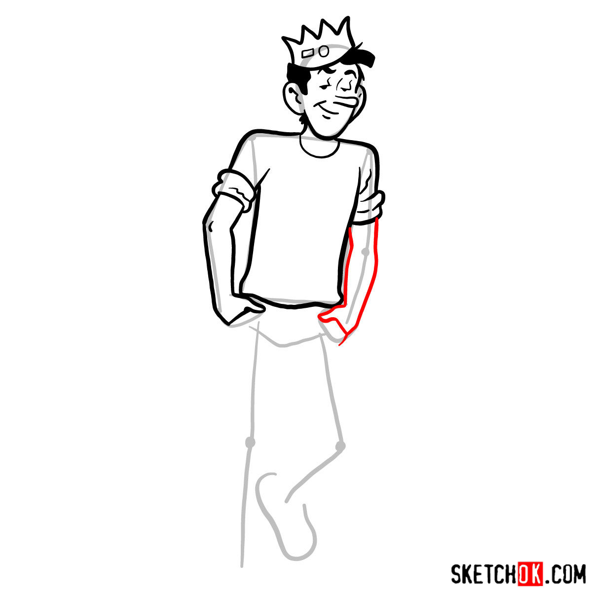 How to draw Jughead Jones - step 08