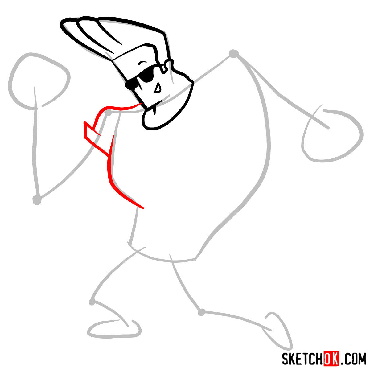 How to draw Johnny Bravo - step 04