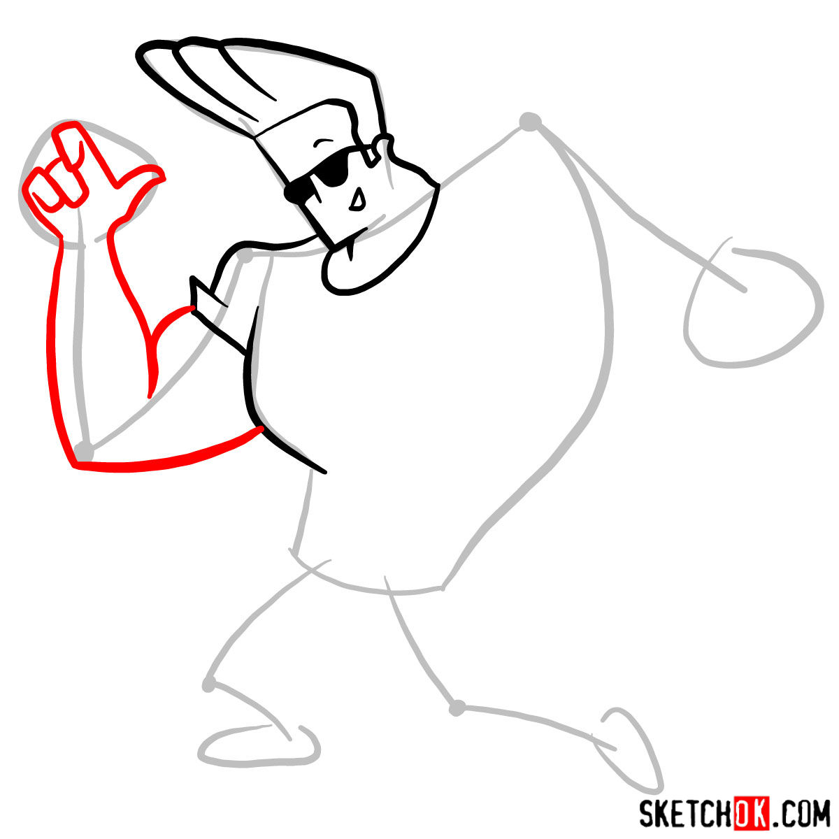 How to draw Johnny Bravo - step 05