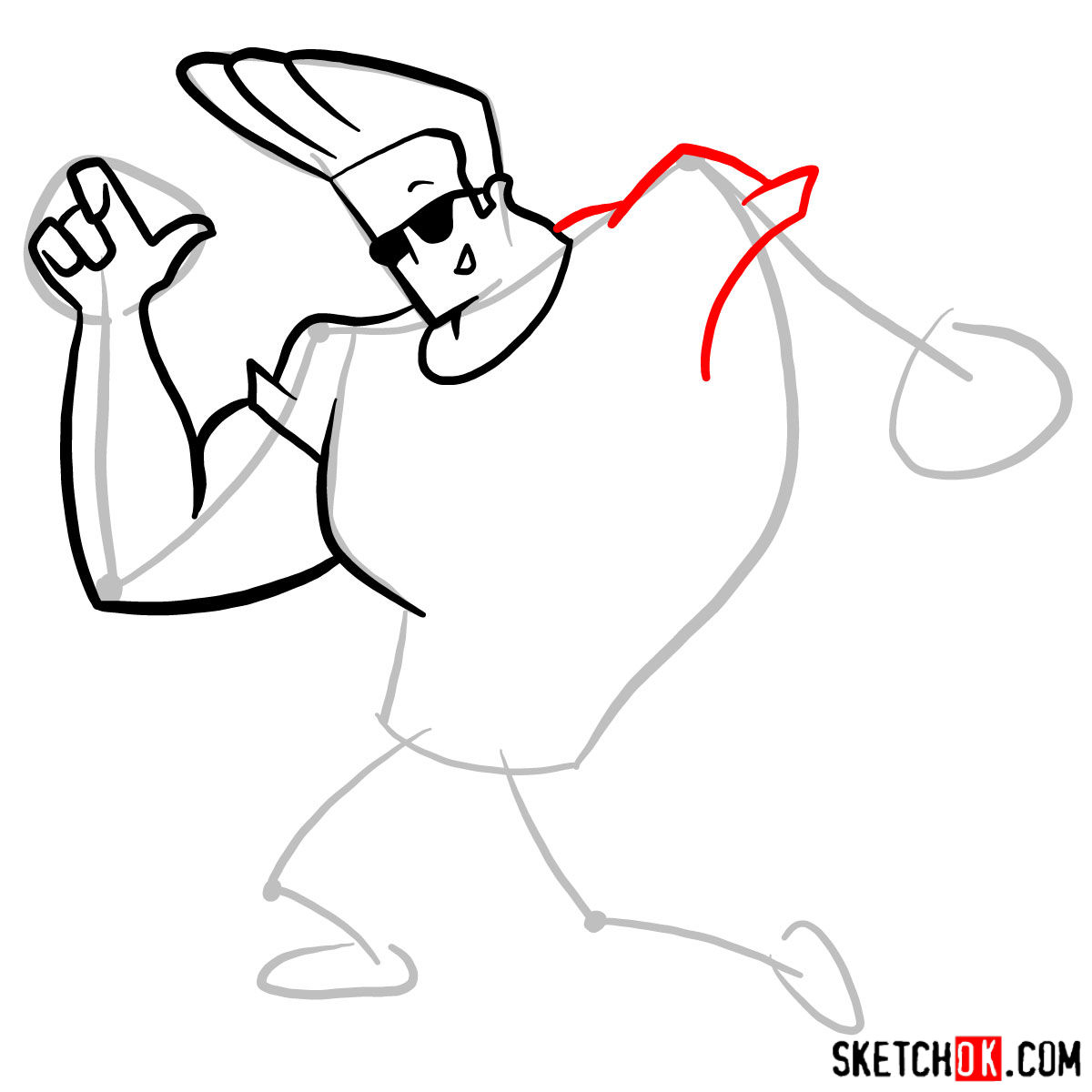 How to draw Johnny Bravo -  step 06