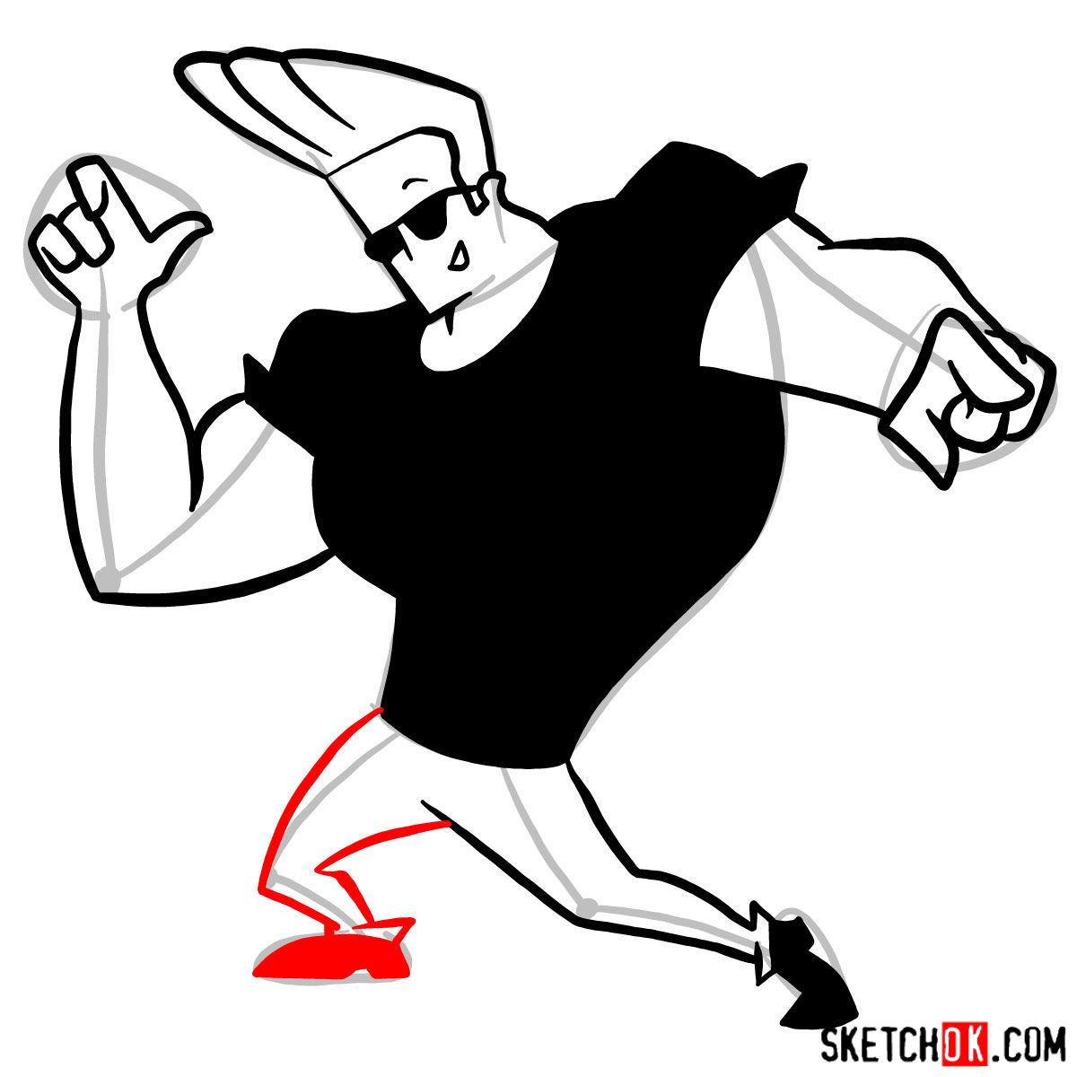 How to draw Johnny Bravo - step 10