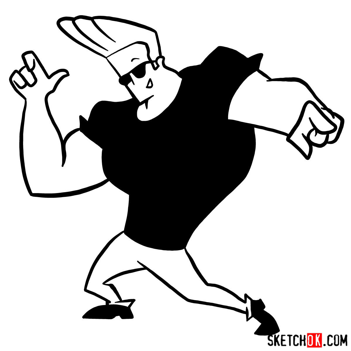 How to draw Johnny Bravo step-by-step - Sketchok easy drawing guides