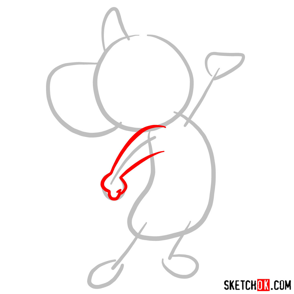 How to draw Jerry Mouse - step 02