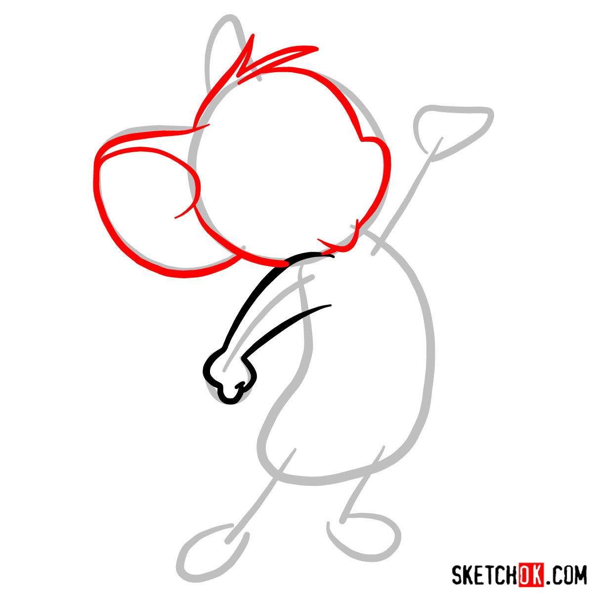 How to draw Jerry Mouse - step 03